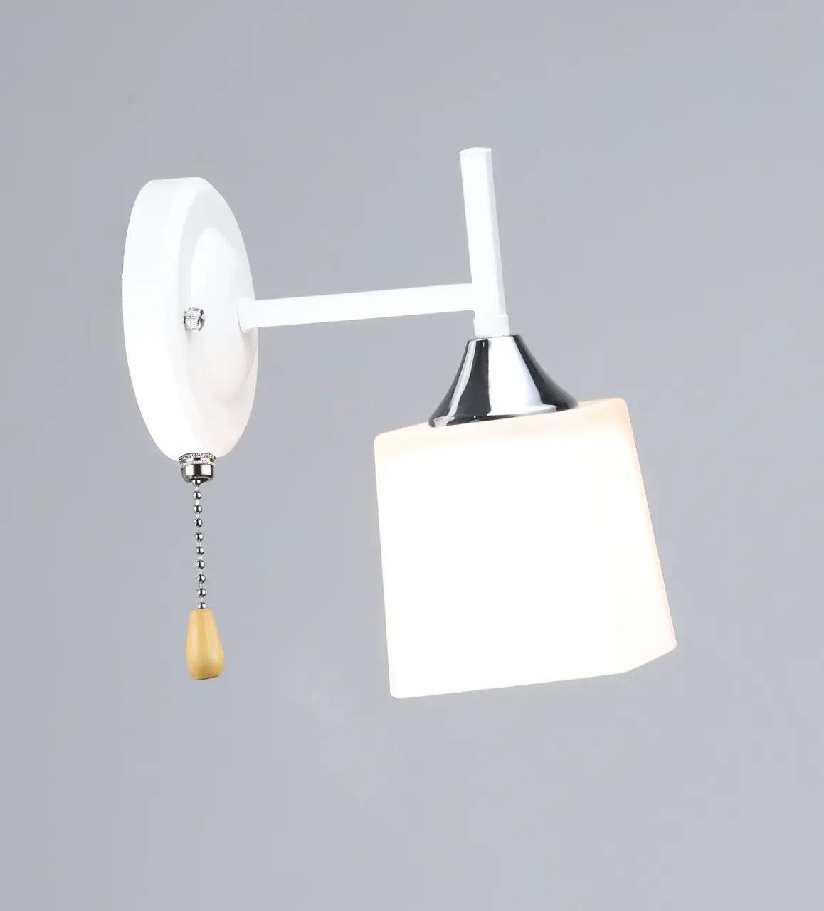 Бра настенное Sirius с квадратным плафоном Е27 IP20 B N6646/1W WT+CR 60W Белый/Хром (28687838)