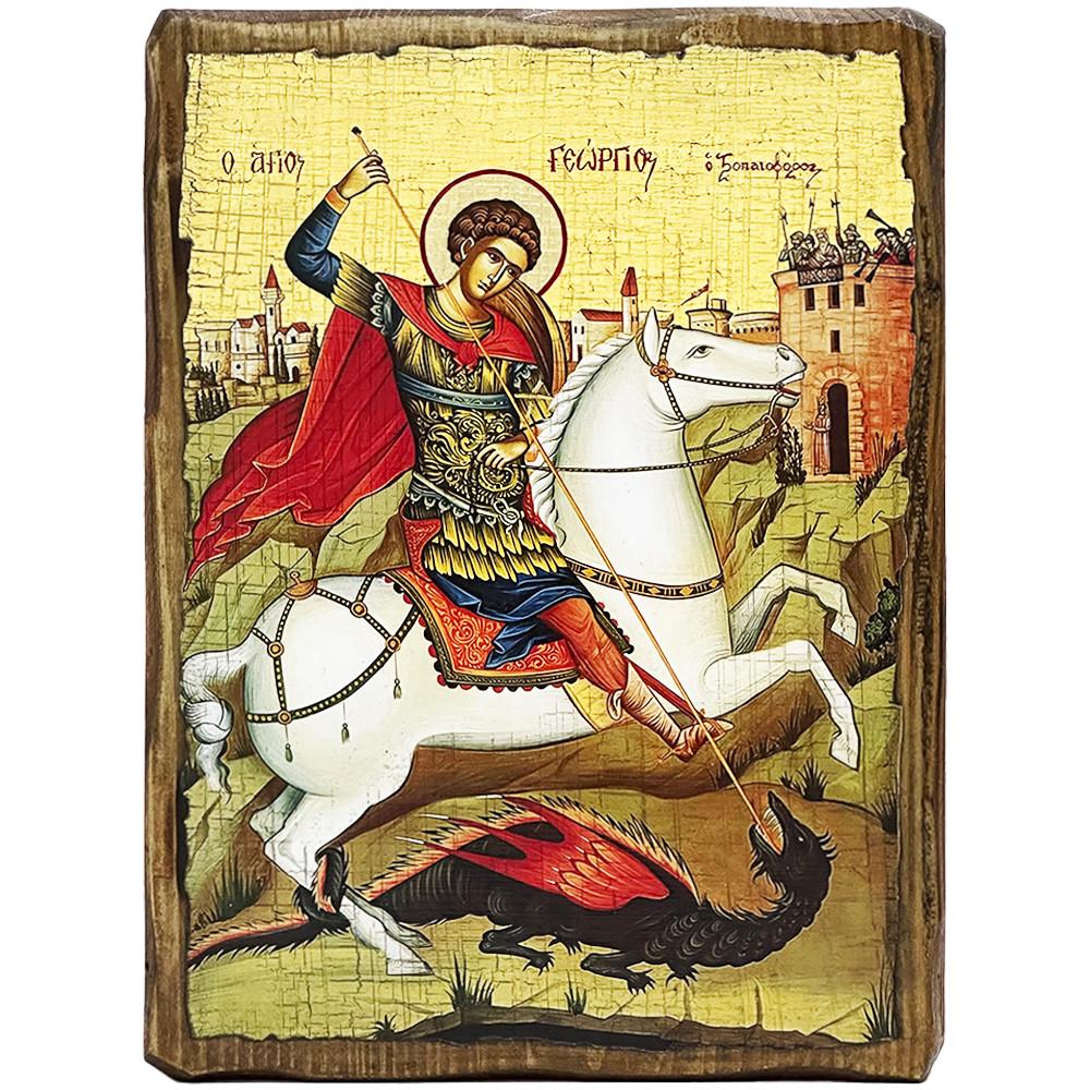 Икона Георгий Победоносец под старину 21х28 см (1003-3)