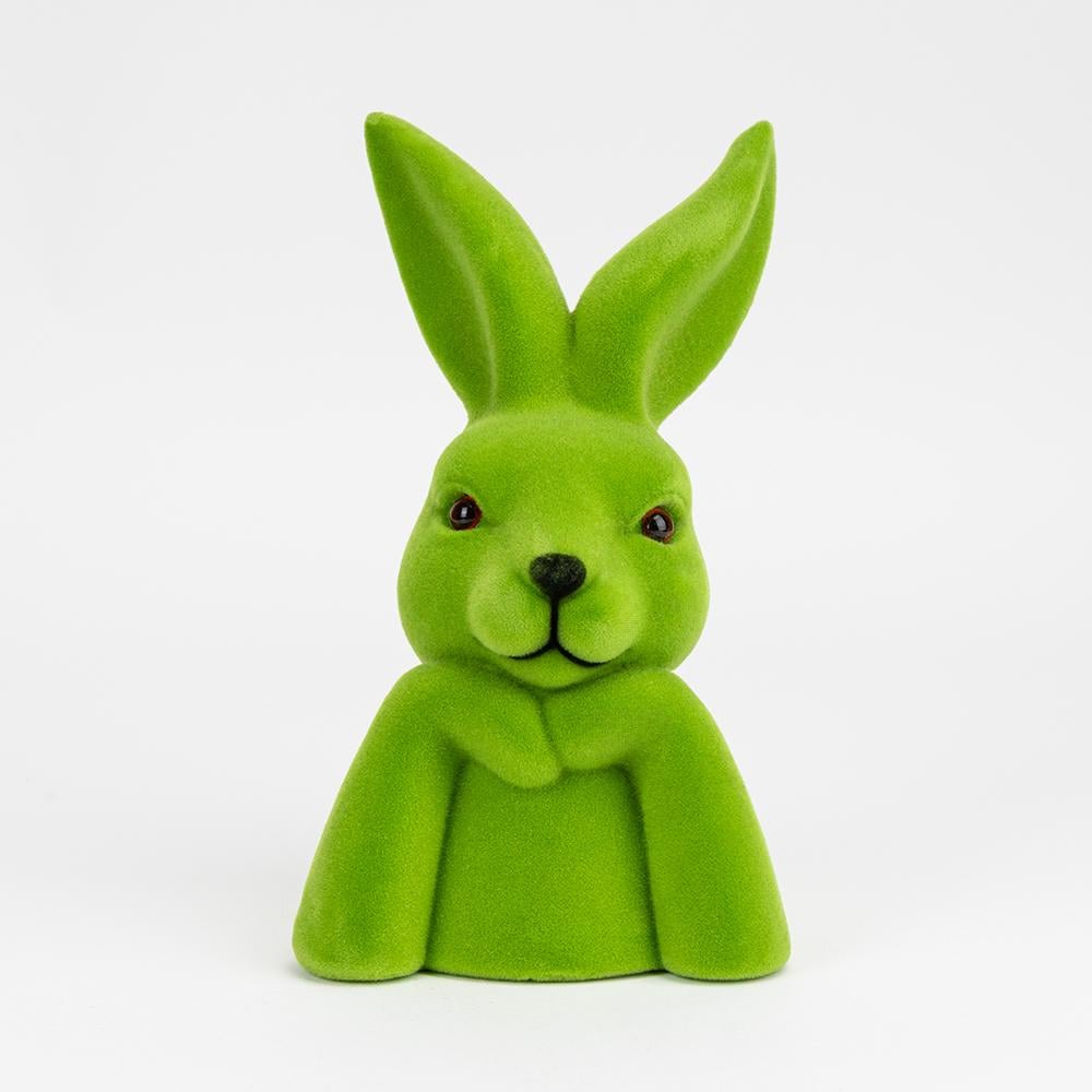 Фігурка флокова Великодній зайчик 25 см Зелений