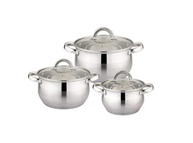 Набор кастрюль Bohmann из нержавеющей стали 6 предметов 2,9 л/3,9 л/5 л (BH 333-06)