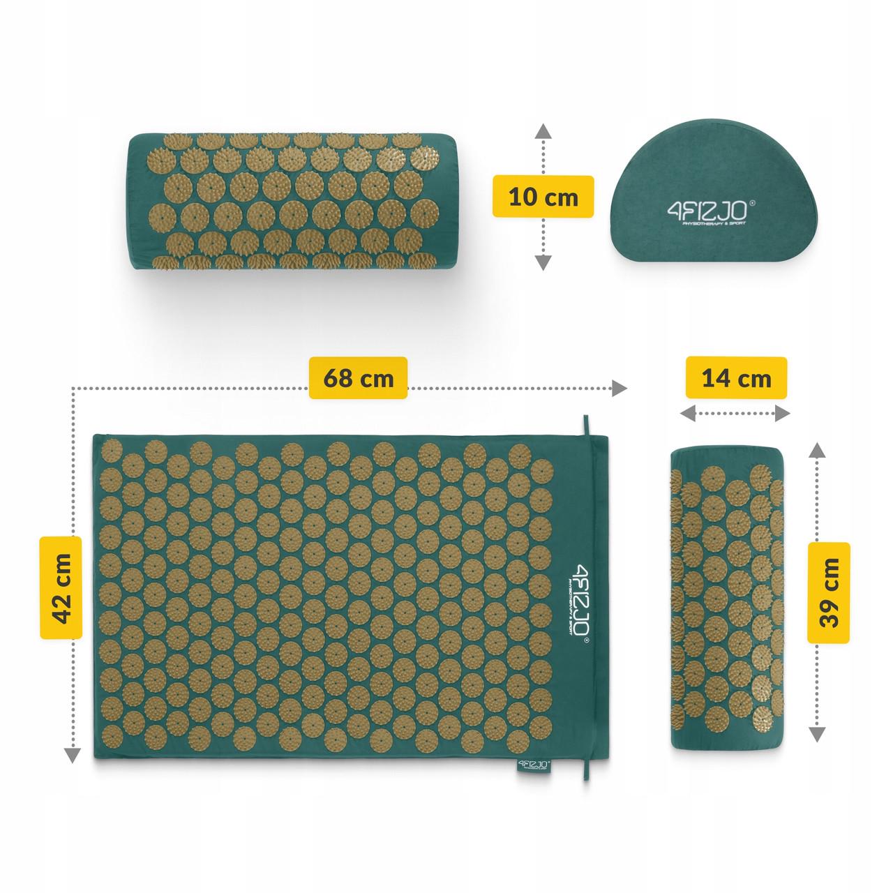 Килимок акупунктурний з валиком 4fizjo Classic Mat Аплікатор Кузнєцова Navy Green/Gold (P-5907739313300) - фото 5