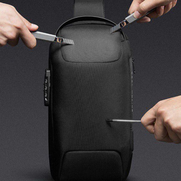 Мужская сумка-слинг с USB-разъемом и кодовым замком нейлон 34х18х10 см Камуфляж - фото 6