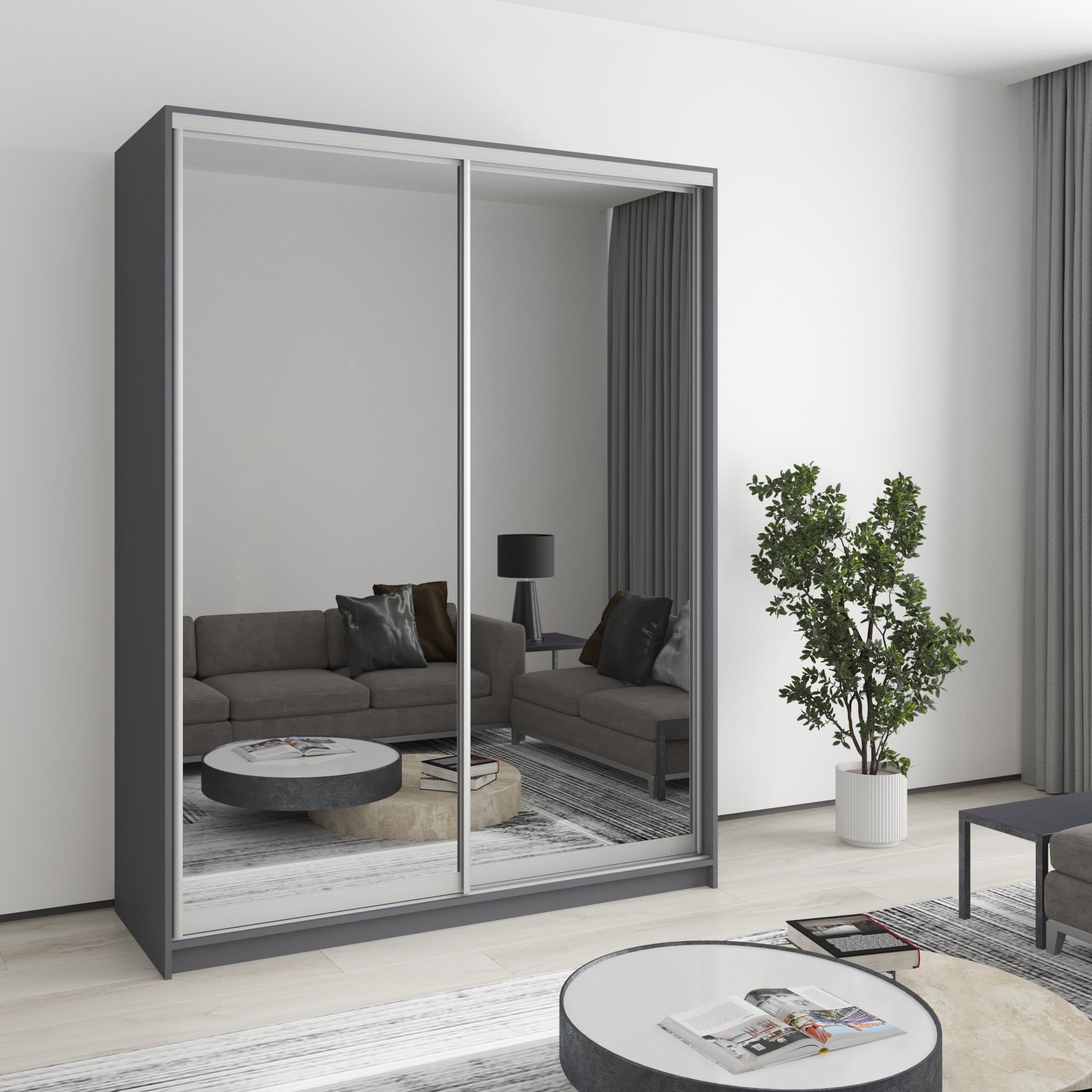 Шкаф-купе двухдверный MebelStar Стандарт AL 2 зеркала 160x45x210 см Антрацит (MBS-2474)