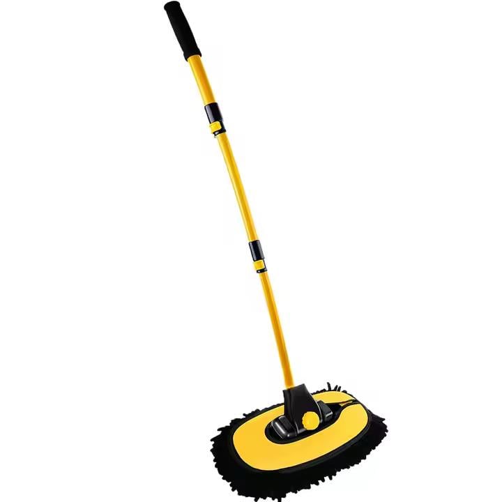 Швабра для мойки автомобиля телескопическая с выдвижной изогнутой ручкой 28х100 см Желтый