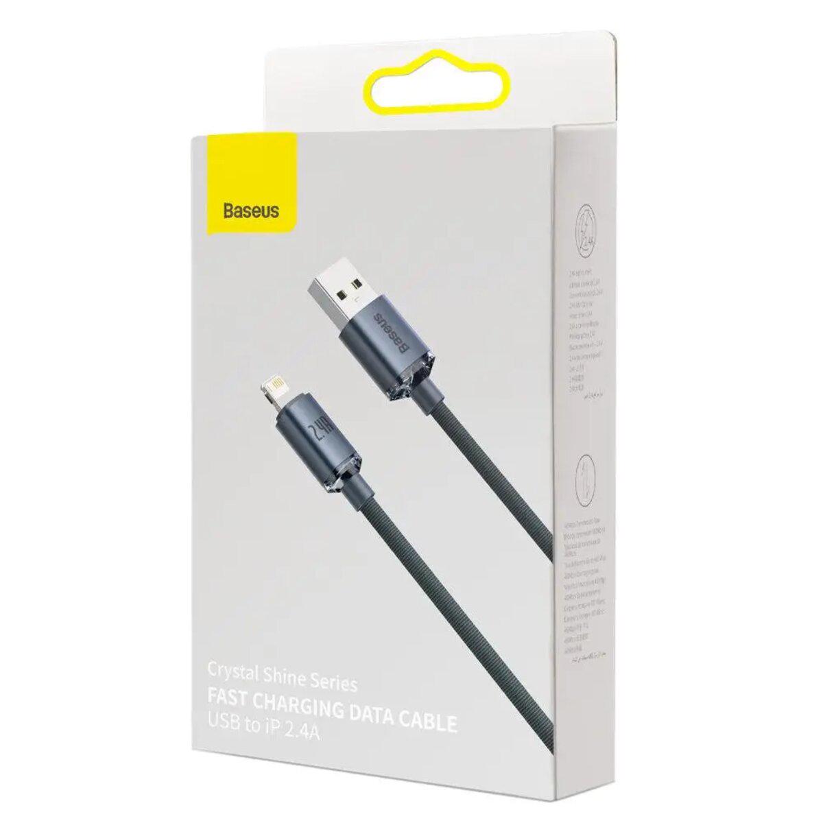 Кабель Baseus Crystal Shine Series Fast Charging Data Cable USB/iP 2,4 A 1,2 м Black - фото 2