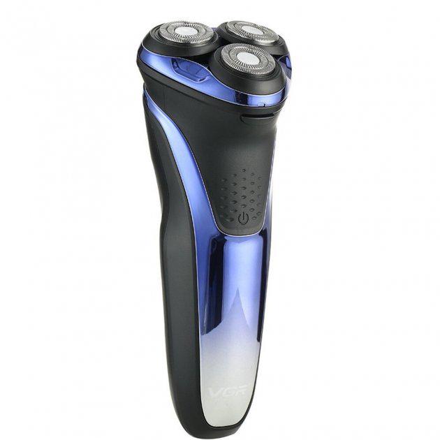 Электробритва роторная VGR V-306 водонепроницаемая для влажного и сухого бритья Черно-синий