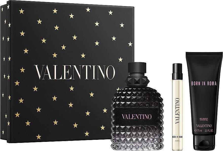 Подарочный набор для мужчин VALENTINO Uomo Born In Roma туалетная вода 100 мл/туалетная вода 15 мл/гель для душа 75 мл (375498)