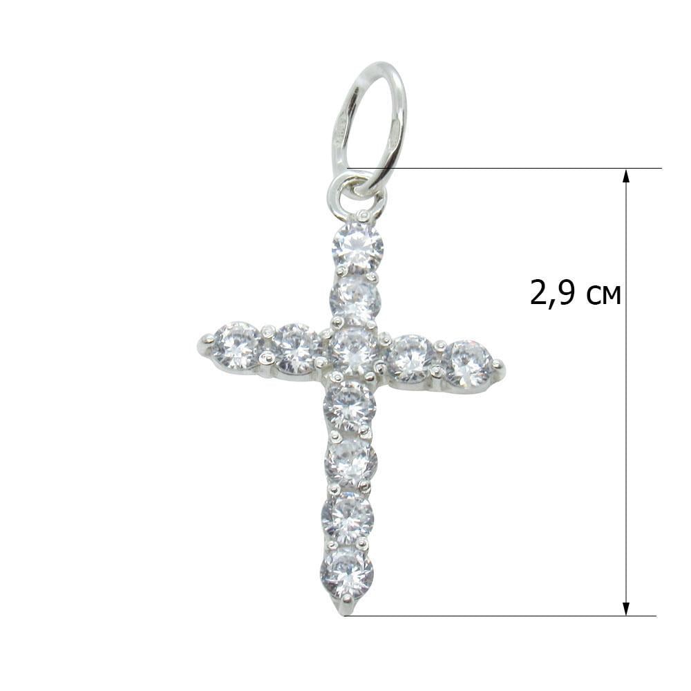 Срібний підвіс з фіанітами Хрестик у круглих камінцях (1136115764) - фото 2 Срібний підвіс з фіанітами Хрестик у круглих камінцях (1136115764) - фото 2