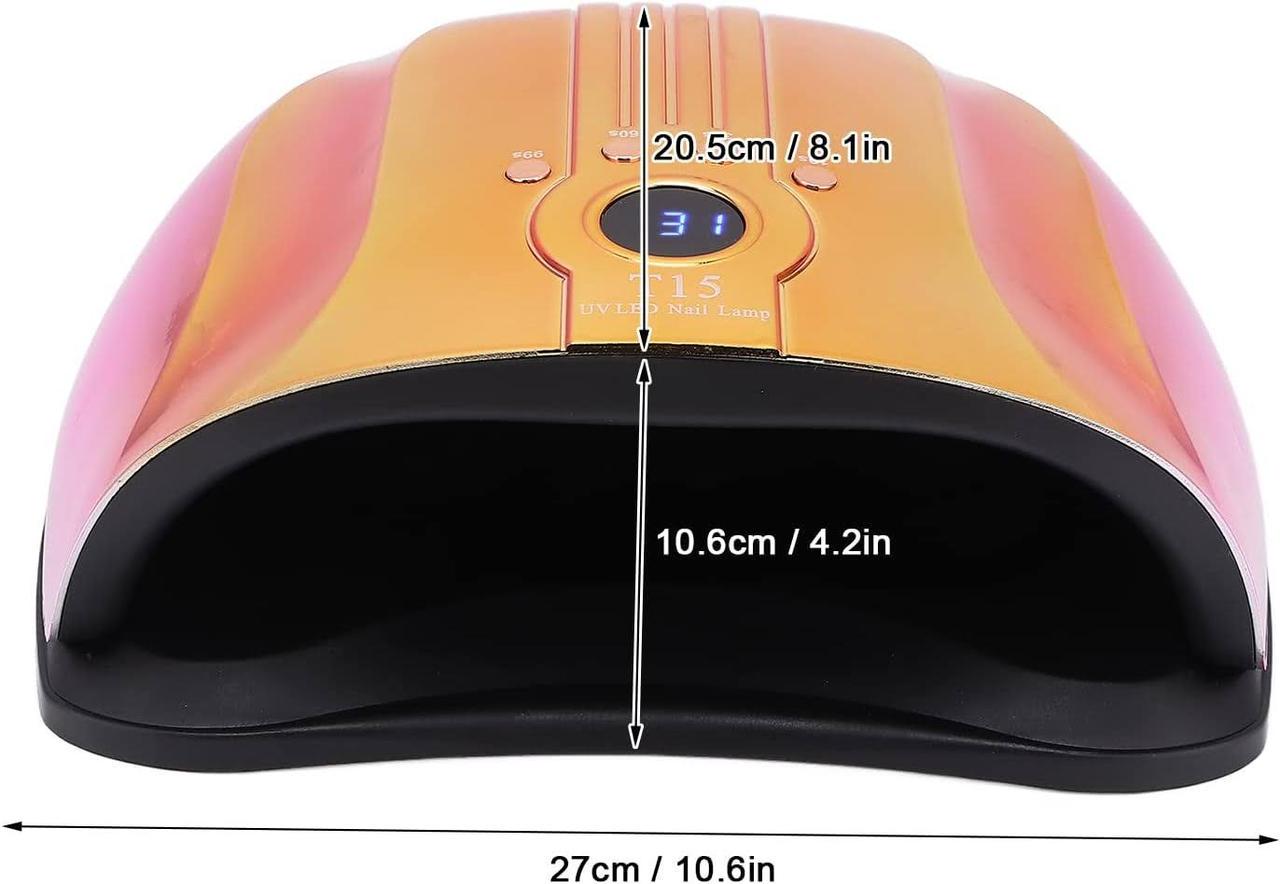 Лампа UV/LED T15 Chrom для маникюра и педикюра с дисплеем и таймером 160 Вт Золотой с розовым - фото 3