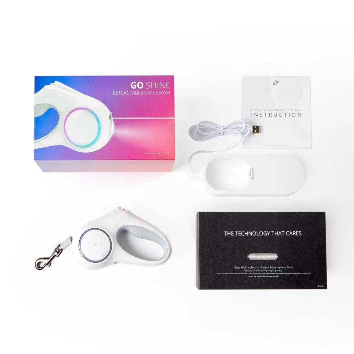 Поводок-рулетка для собак PETKIT Go Shine P2101 LED 2.8 м Белый (30220899) - фото 5