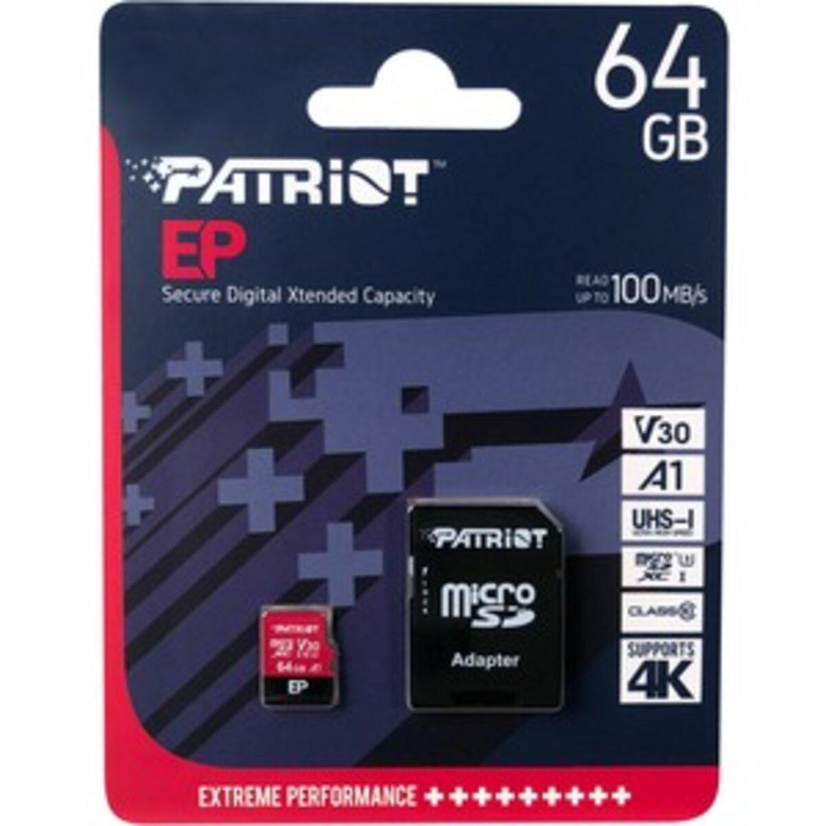 Карта памяти Patriot HC EP Series 64 Gb CLASS 10 ADAPTER SD с адаптером PEF64GEP31MCX (566761)