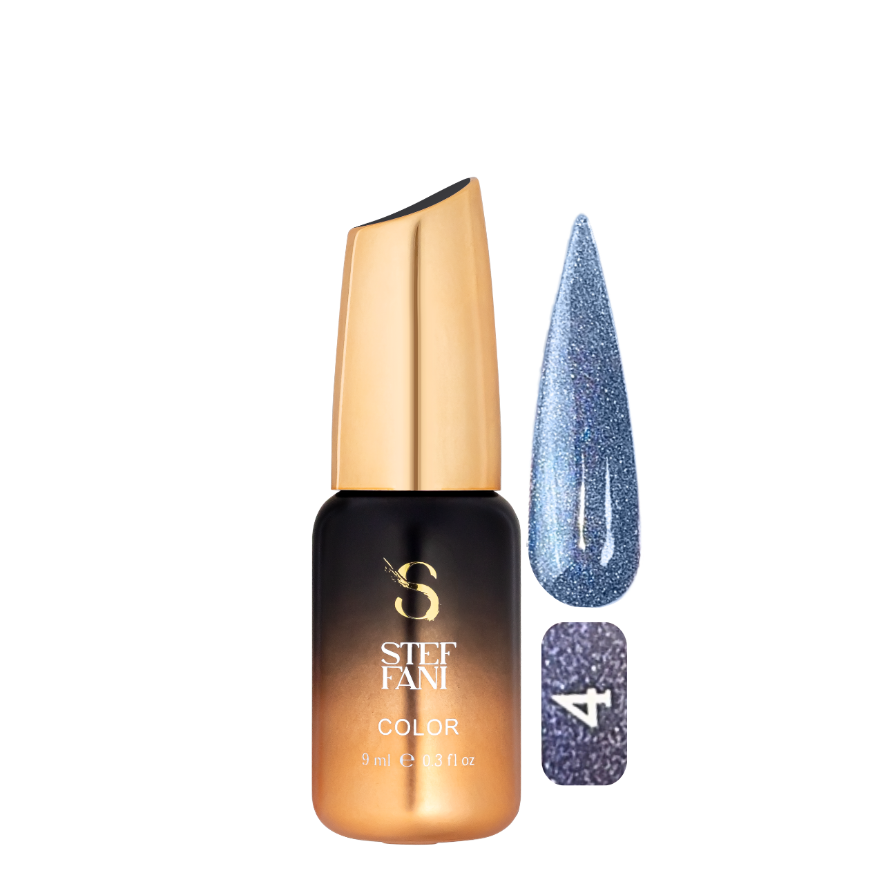 Гель-лак для нігтів із блискітками Steffani Color Gel Polish Starlight 9 мл 04 Синій із шиммером