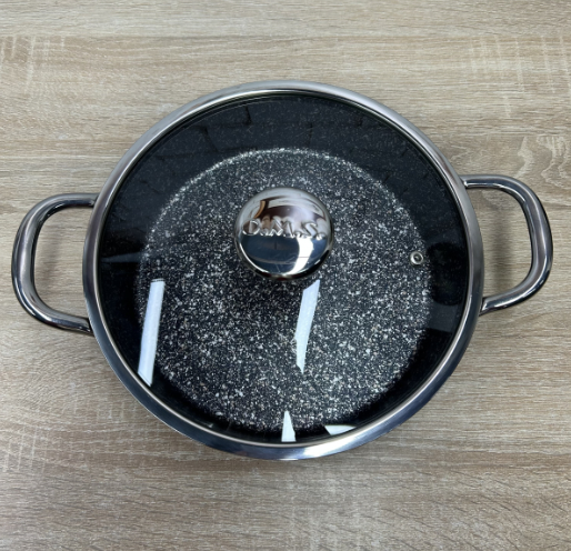 Кастрюля-сотейник с крышкой OMS из литого алюминия для газа и индукции 2,7 л Черный (3316-2.7) - фото 3