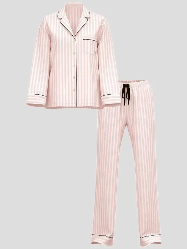 Піжама сорочка/штани фланель Victoria's Secret Flannel Long Pajama смужка Set М Рожевий (26914674) - фото 3 Піжама сорочка/штани фланель Victoria's Secret Flannel Long Pajama смужка Set М Рожевий (26914674) - фото 3