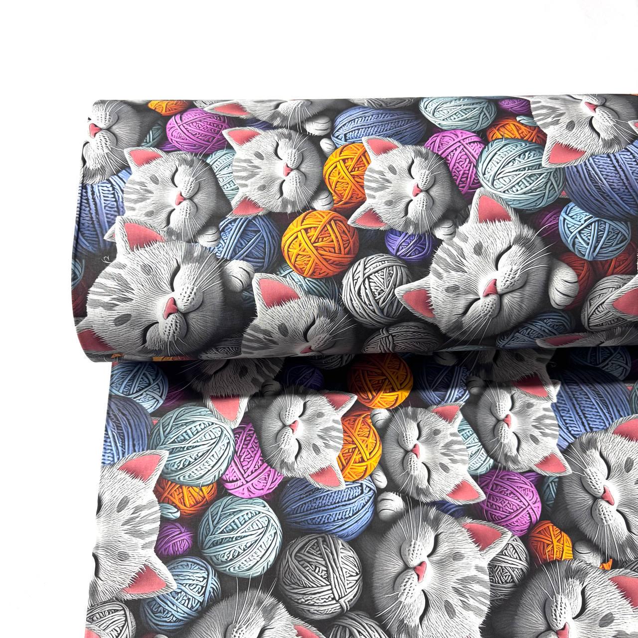 Ткань для постельного белья ранфорс 5D Digital котики 240 см (SL-30m)