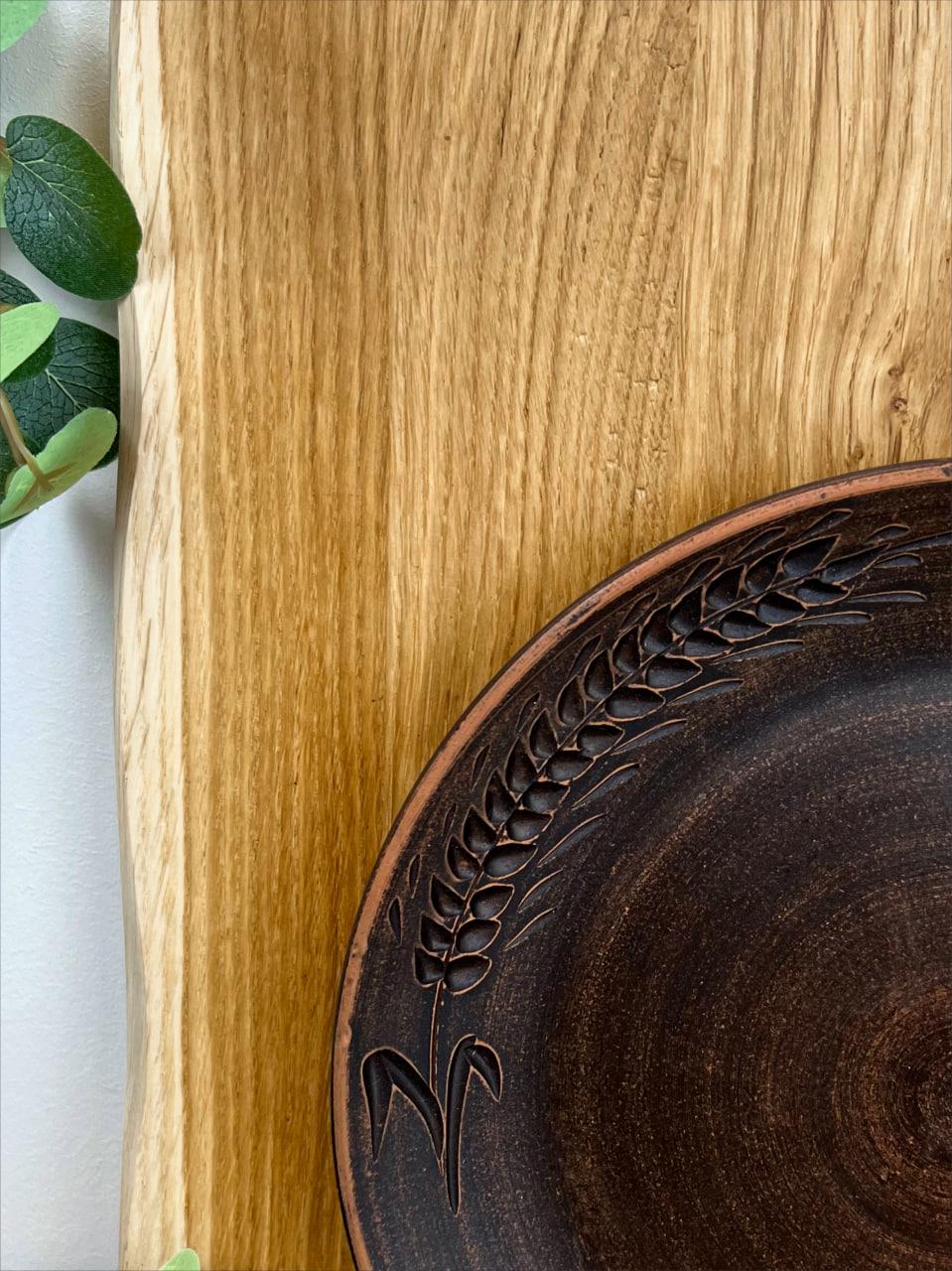 Тарілка керамічна глиняна різьблена колосок 26 см (3002-3) - фото 3