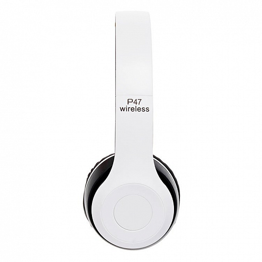 Беспроводные наушники Bluetooth Wireless P47 Black/microSD/FM White - фото 5