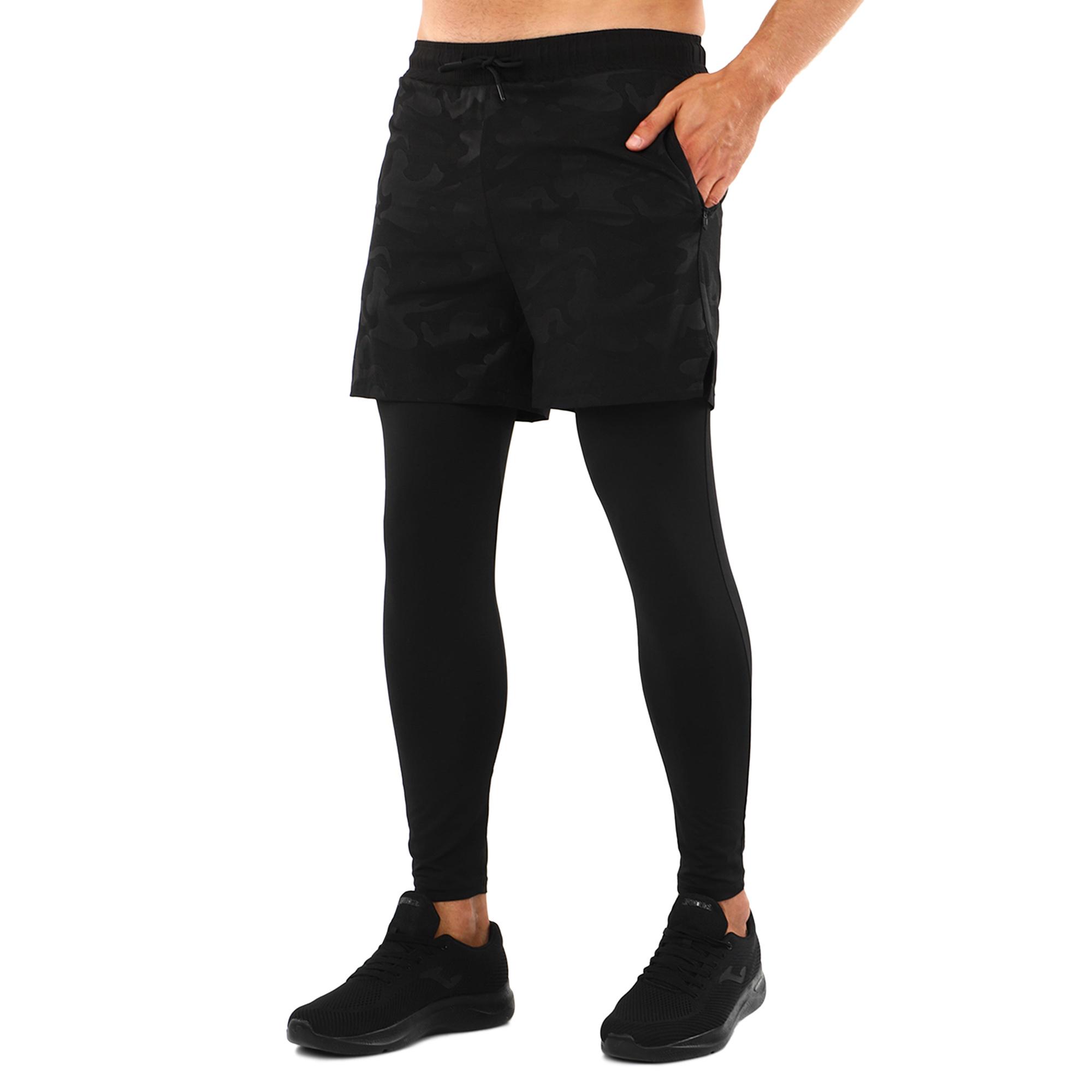 Компресійні штани тайтси із шортами LIDONG LD-G0137 2в1 XL Чорний