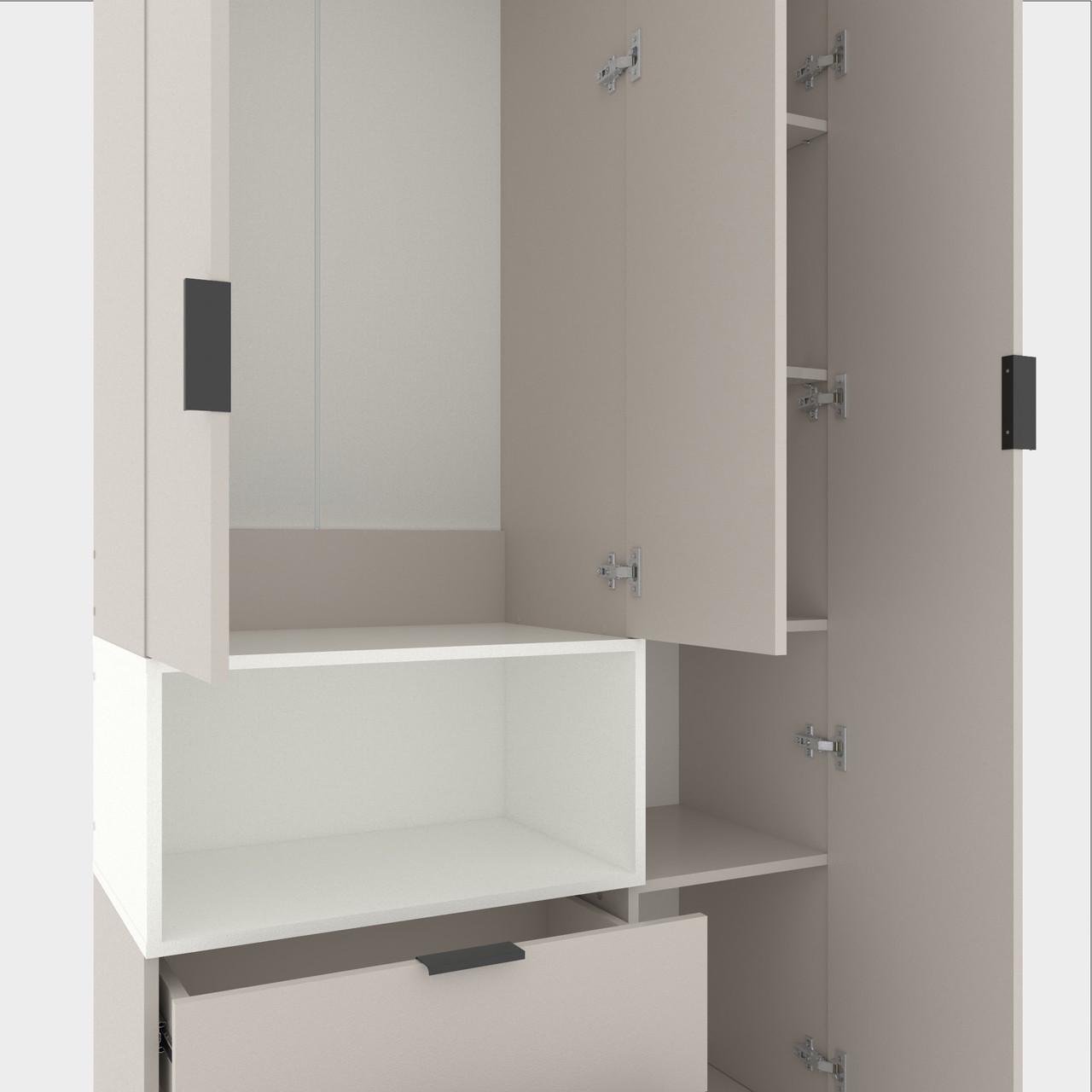 Шкаф Metkas Home A002L ЛДСП 1000x420x2300 мм Кашемир/Белый Снег - фото 4 Шкаф Metkas Home A002L ЛДСП 1000x420x2300 мм Кашемир/Белый Снег - фото 4