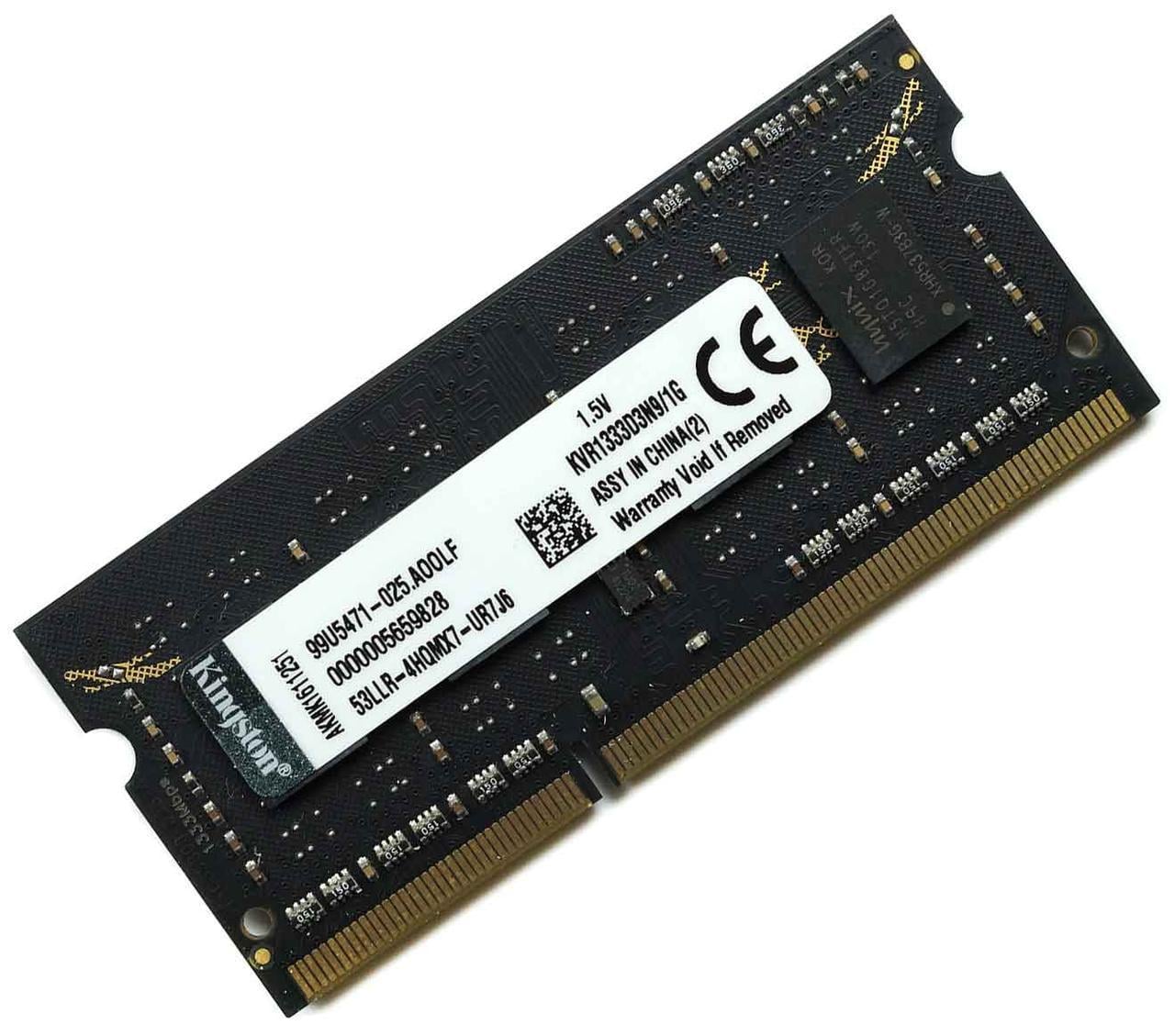 Оперативна пам'ять Kingston SODIMM DDR3 1GB 1333MHz, PC3-10600 (KVR1333D3N9/1G) Оперативна пам'ять Kingston SODIMM DDR3 1GB 1333MHz, PC3-10600 (KVR1333D3N9/1G)