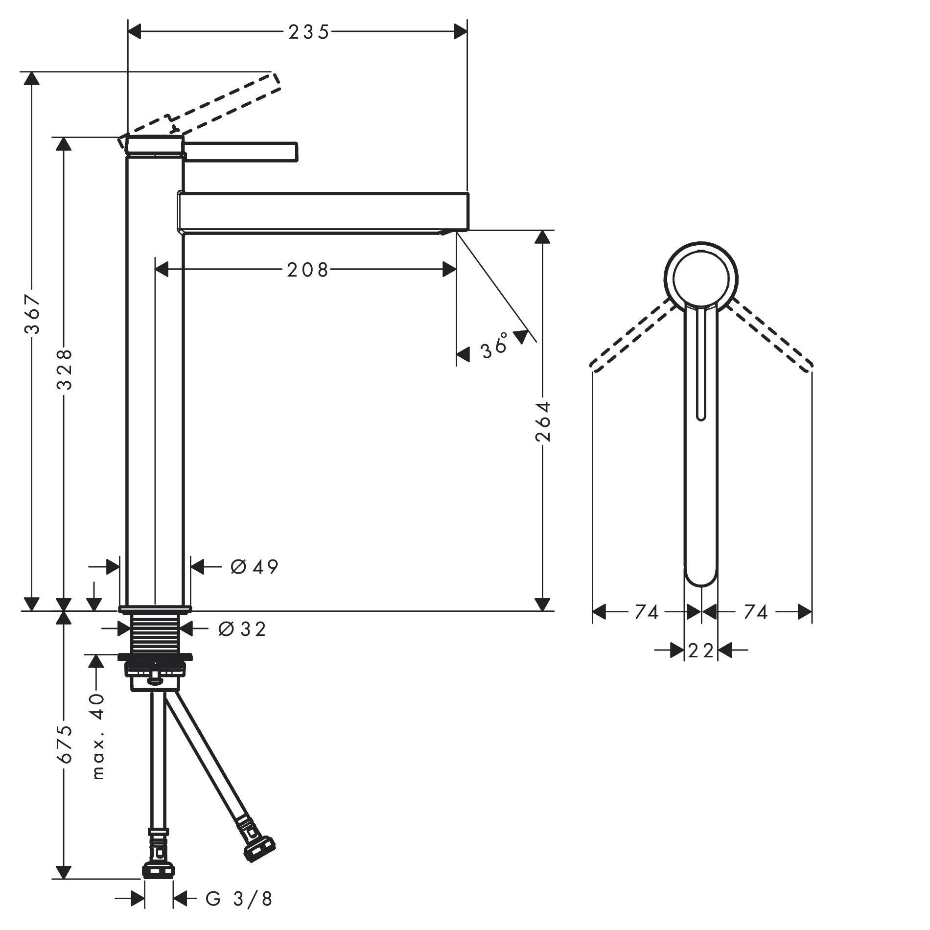 Смеситель для умывальника Hansgrohe Finoris 76070000 высокий однорычажный Хром (115318) - фото 2 Смеситель для умывальника Hansgrohe Finoris 76070000 высокий однорычажный Хром (115318) - фото 2