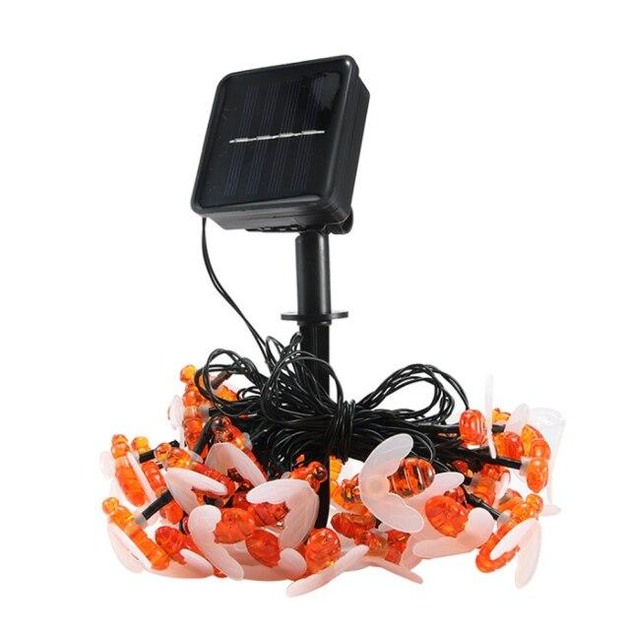 Гирлянда солнечная Пчелки 30 ламп 4,5 м 2 м до солнечной панели 2 режима Теплый-белый (G9124)