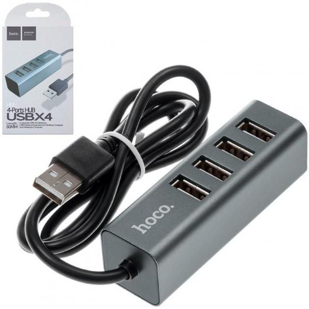 Адаптер USB Hoco HB1 USB to 4 USB Grey (00000001155) - фото 4