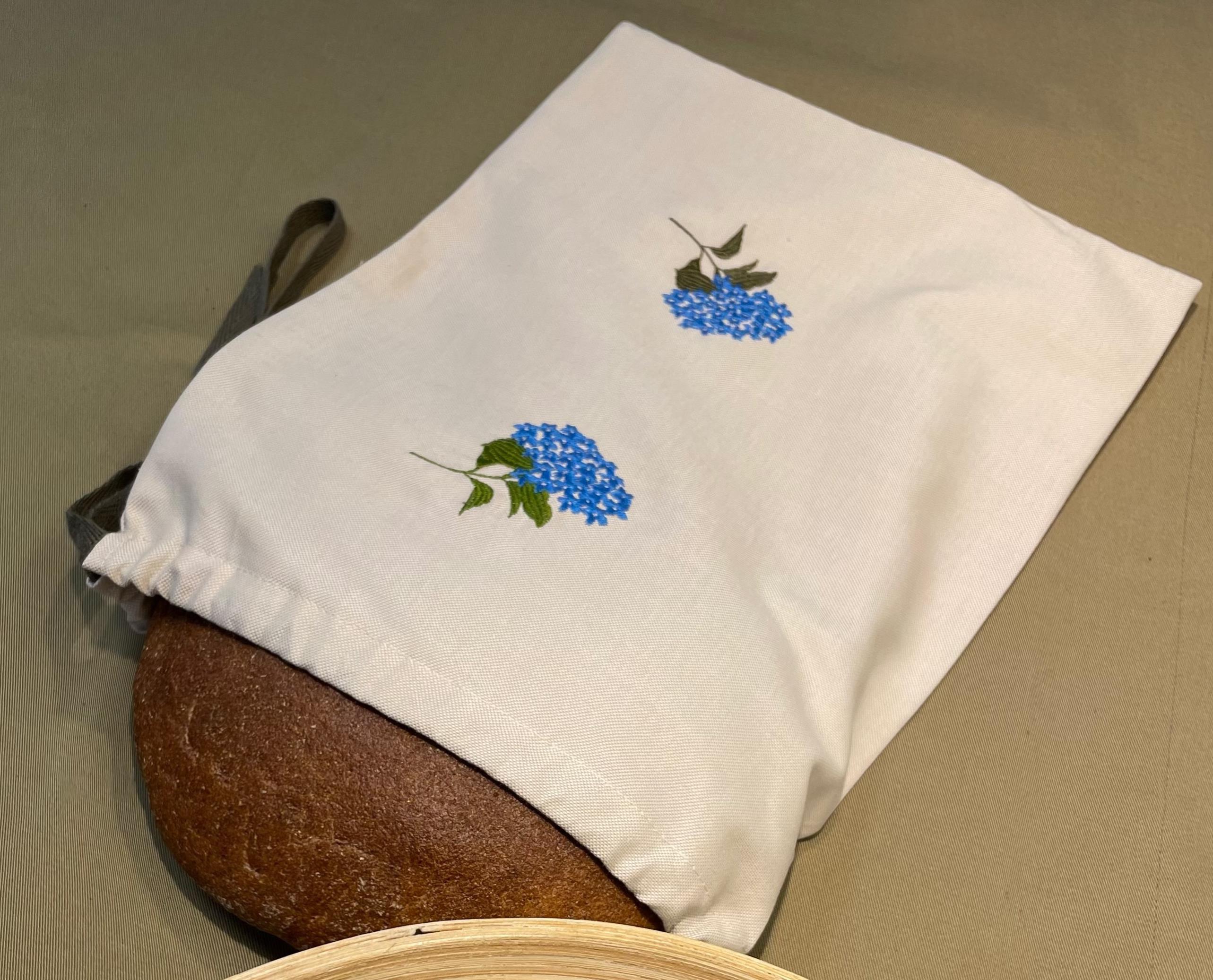 Мешочек для хлеба с вышивкой Голубая гортензия 30х40 см (30835433)