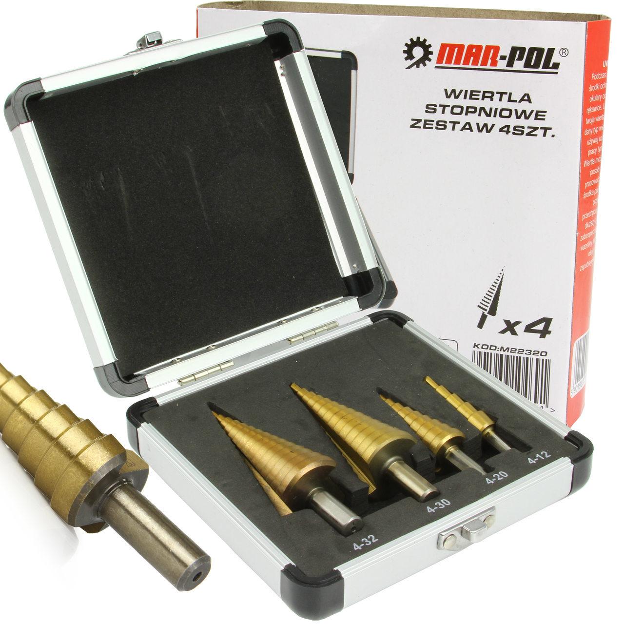 Набір ступінчастих свердел по металу та пластику Mar-Pol M22320 4 шт. - фото 2 Набір ступінчастих свердел по металу та пластику Mar-Pol M22320 4 шт. - фото 2