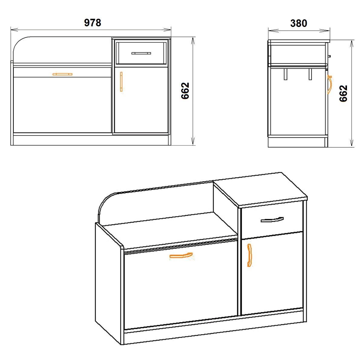 Тумба под обувь Компанит SC-4 98х38х66 см Яблоко (28303113) - фото 2 Тумба под обувь Компанит SC-4 98х38х66 см Яблоко (28303113) - фото 2