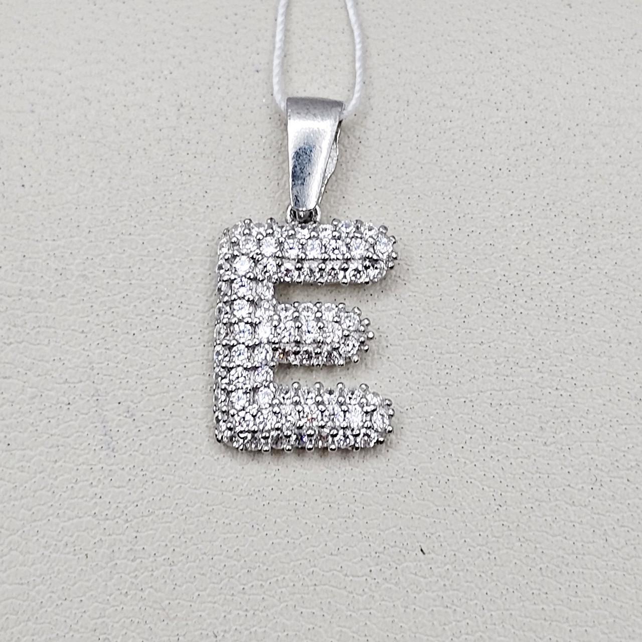 Серебряный кулон с кубическим цирконием Буква Е 0,96 г (2804795156)