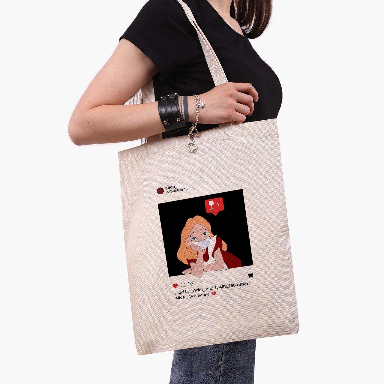 Эко сумка шоппер Алиса в маске Дисней Карантин 41х35 см Бежевый (9227-1419-WT)