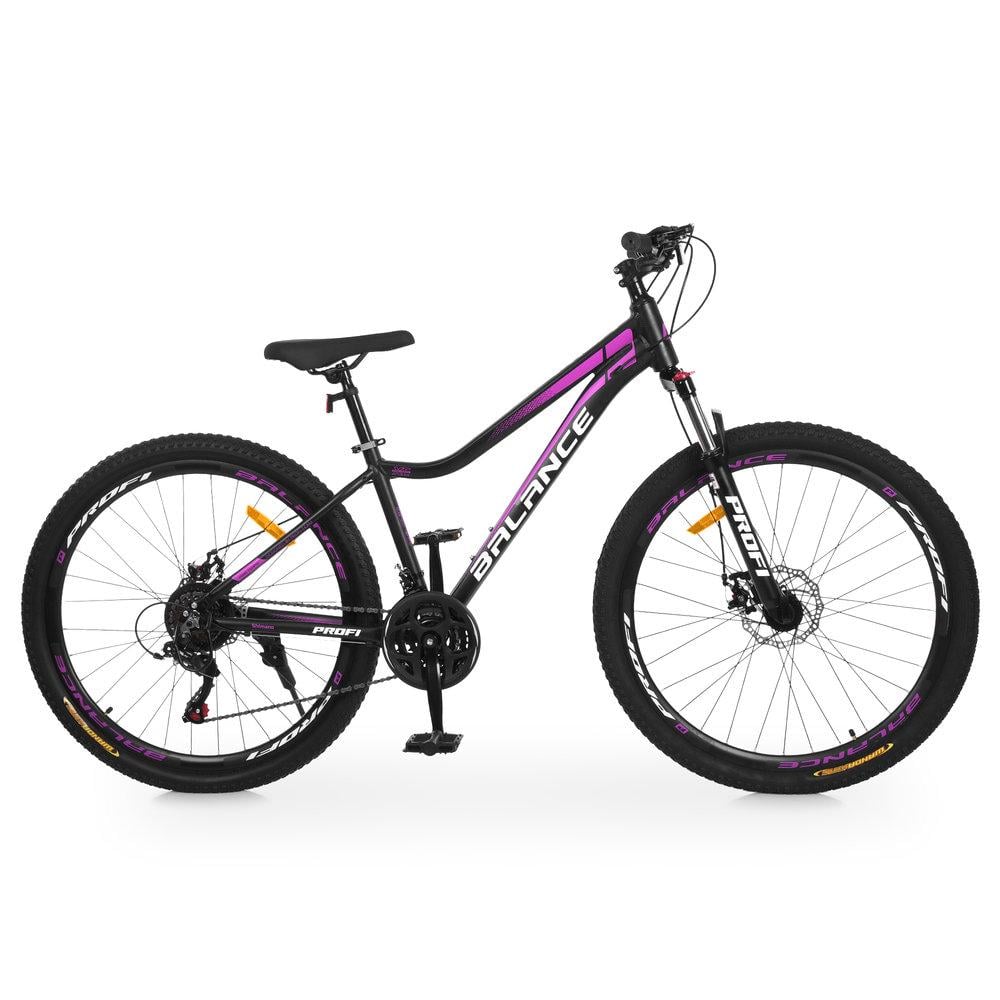 Велосипед горный 27,5" Profi Balance AM DD алюминиевая рама 15" рост 150-170 см Черно-розовый (BL-275005)