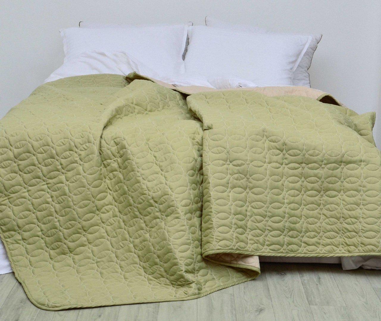 Покривало стьобане Viluta Дует 210х220 Бежево-фісташковий (136613)