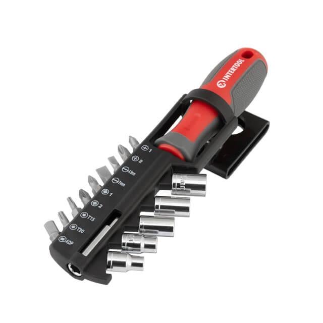 Викрутка Intertool VT-3343 з магнітним тримачем для насадок 1/4" 100 мм 15 од.