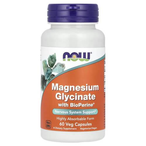 Магний NOW Magnesium Glycinate With BioPerine 60 Capsules (NOW-01284)