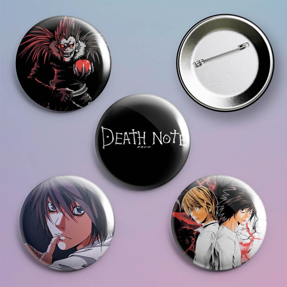 Значки на рюкзак с принтом аниме Death Note 4 шт.
