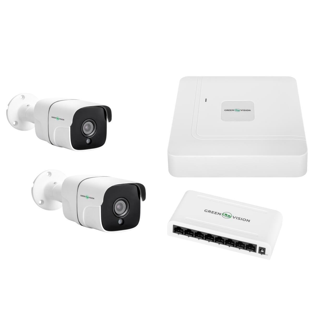 Комплект відеоспостереження GreenVision GV-IP-K-W60/02 2 камери 5MP IP NVR 9 каналів зовнішній (2014394c) Комплект відеоспостереження GreenVision GV-IP-K-W60/02 2 камери 5MP IP NVR 9 каналів зовнішній (2014394c)