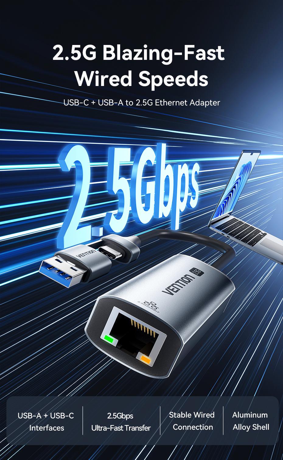 Адаптер сетевой Vention 2.5 гбит/с 0.15 м Серый (CFUHB) - фото 2