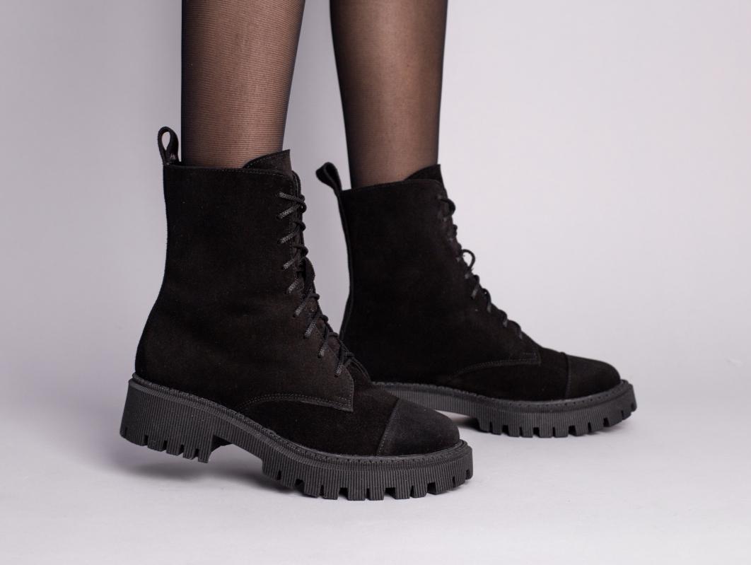 Черевики жіночі замшеві зимові р. 36 Чорний (7005-2з/36)