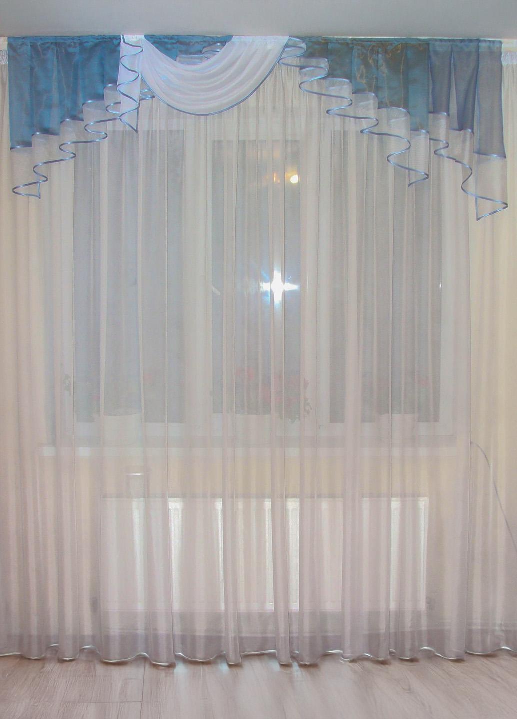 Ламбрекен Firanka Дуга карниз 200 см Блакитний з білим (71_8_2м) - фото 1