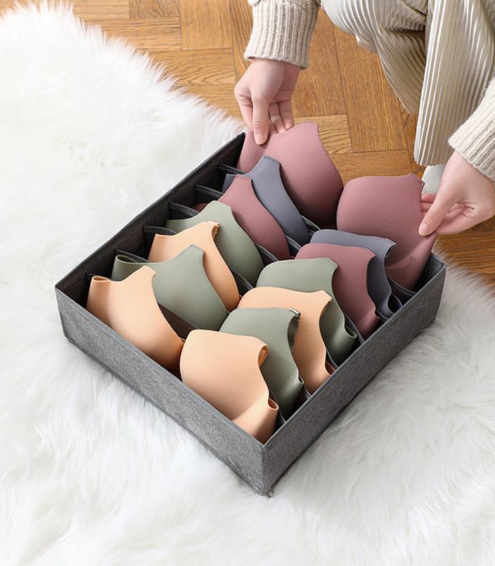 Органайзер для бюстгальтерів на 7 відділень 32х32х10 см Сірий (2526086585) - фото 5