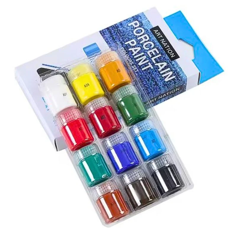 Набор красок для фарфоровых изделий Art Nation PC11215 с 2 кисточками 12 шт. 15 мл (2385077119)