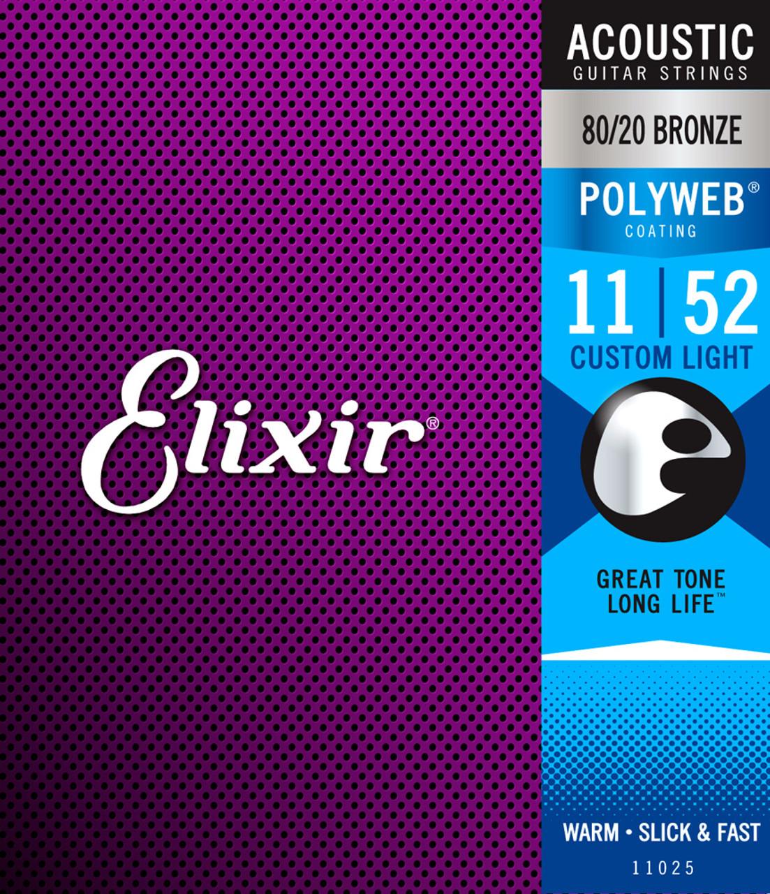 Струны для акустической гитары Elixir Polyweb 80/20 Bronze 11025 11-52 (128326)
