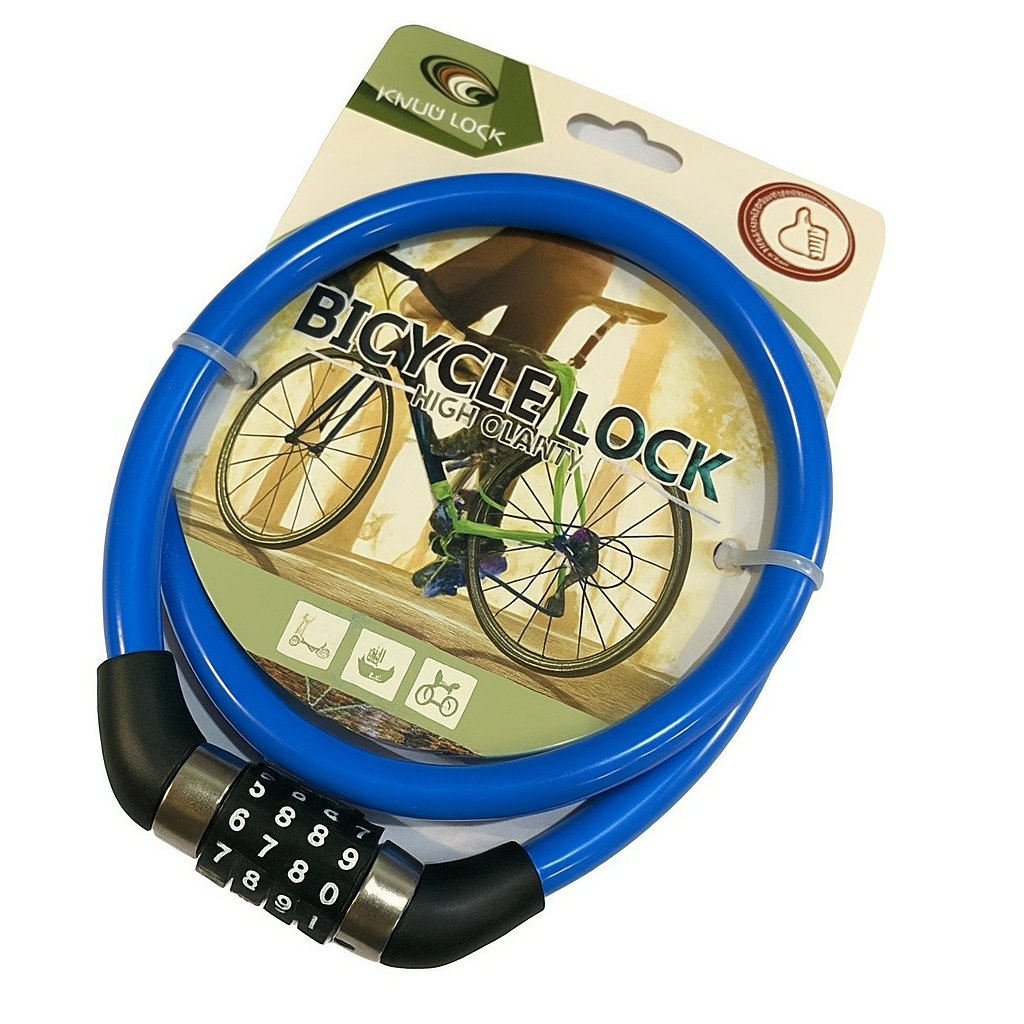 Замок велосипедный тросовый кодовый Kihuu 001 1x80 см Blue (0da62ca0)