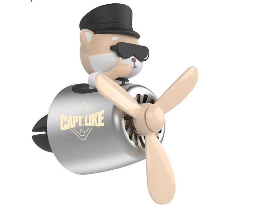 Ароматизатор с лопастями в машину на вентиляционную решетку многоразовый освежитель воздуха для авто Capt.Like / медведь пилот