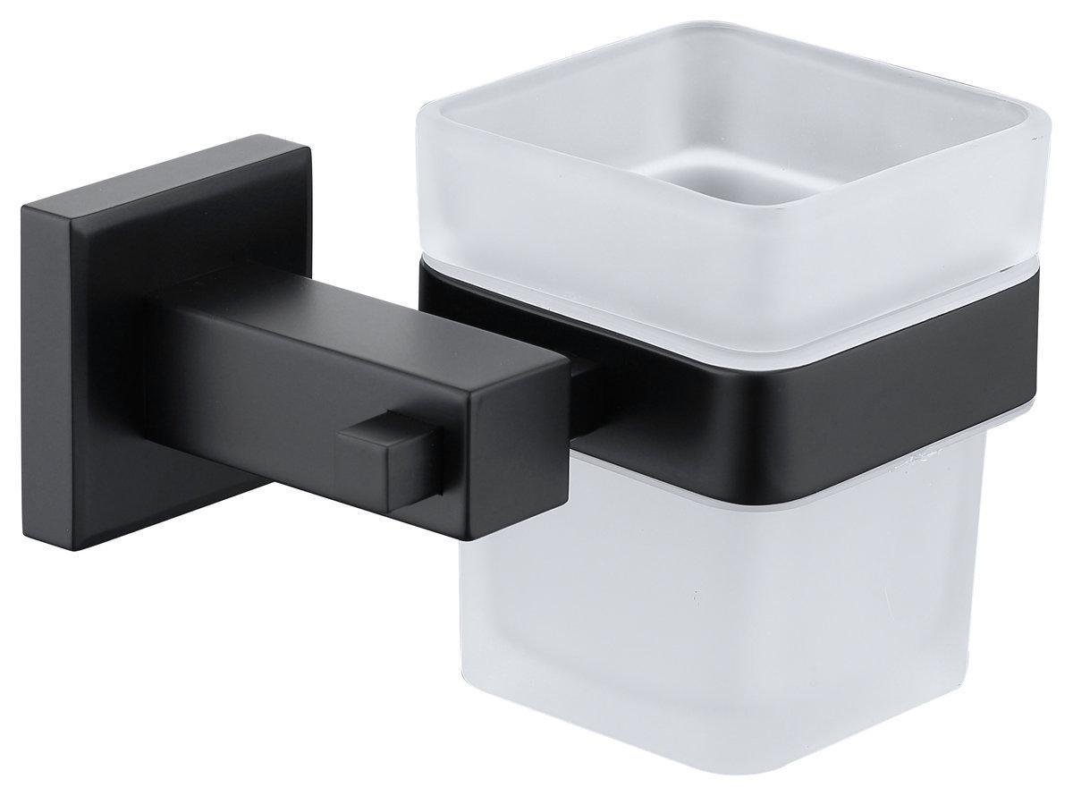 Стакан для ванной комнаты настенный VENTA V330B матовое стекло Черный (83679)