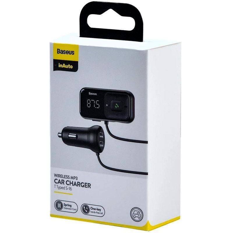 Модулятор Baseus CCTM-E01 T-Typed S16 Bluetooth MP3 Charger Black - фото 9