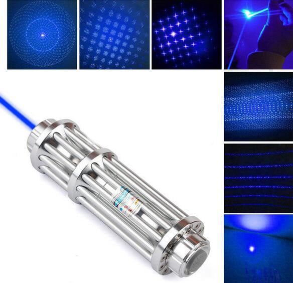 Лазерная указка с насадками 50000mw Blue Laser (1002628-Silver-0) - фото 8