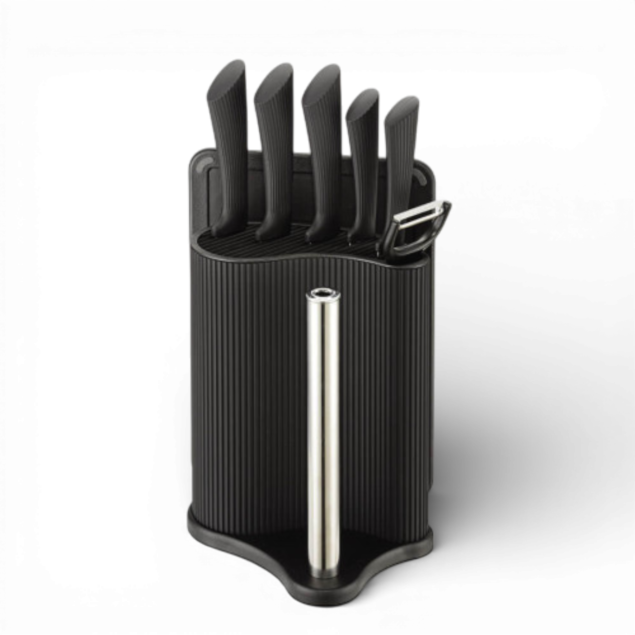 Набор кухонных ножей Maestro MR 1413 с разделочной доской и держателем бумажных полотенец 8 предметов Black (12664)